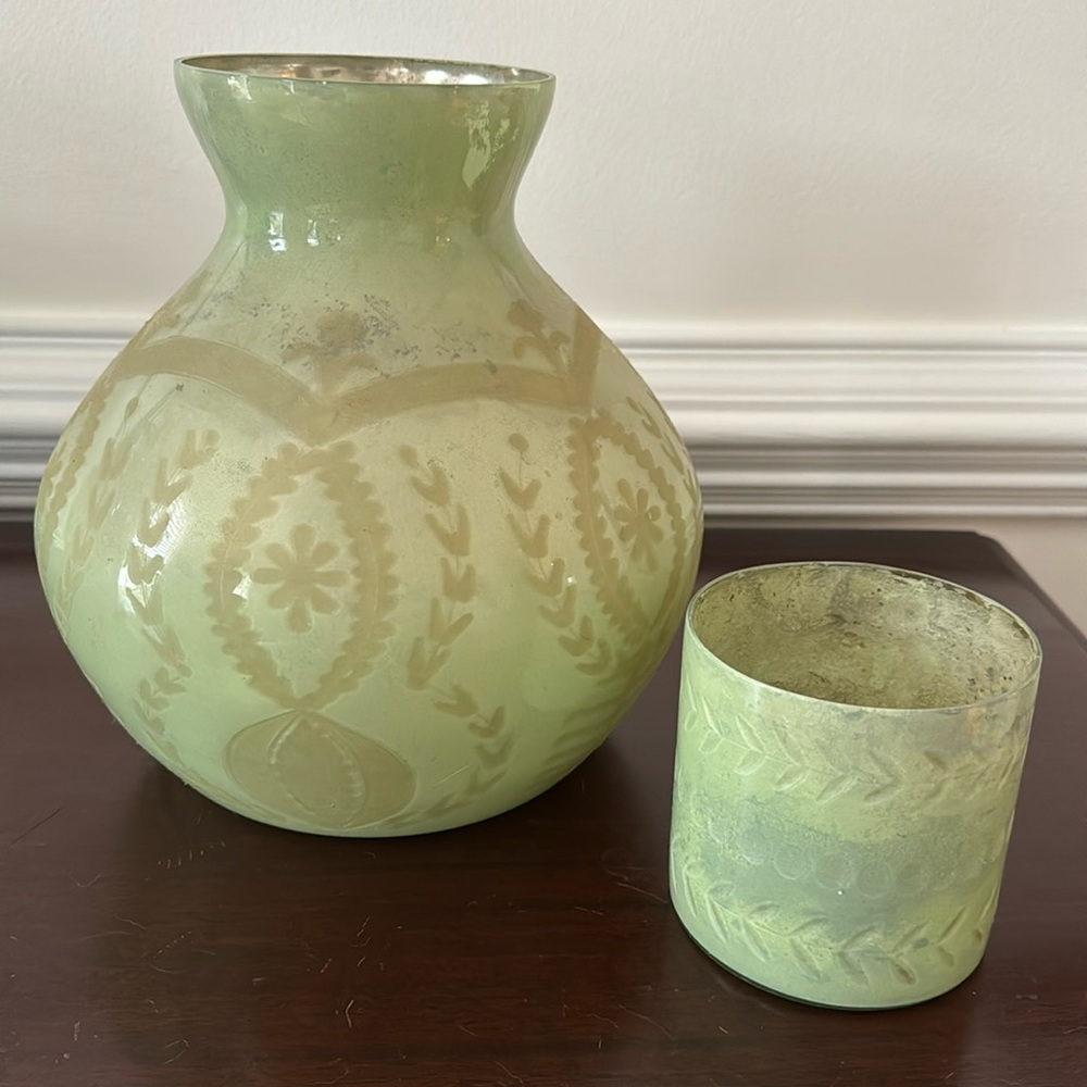 Pottery Barn Green Mercury Glass Set